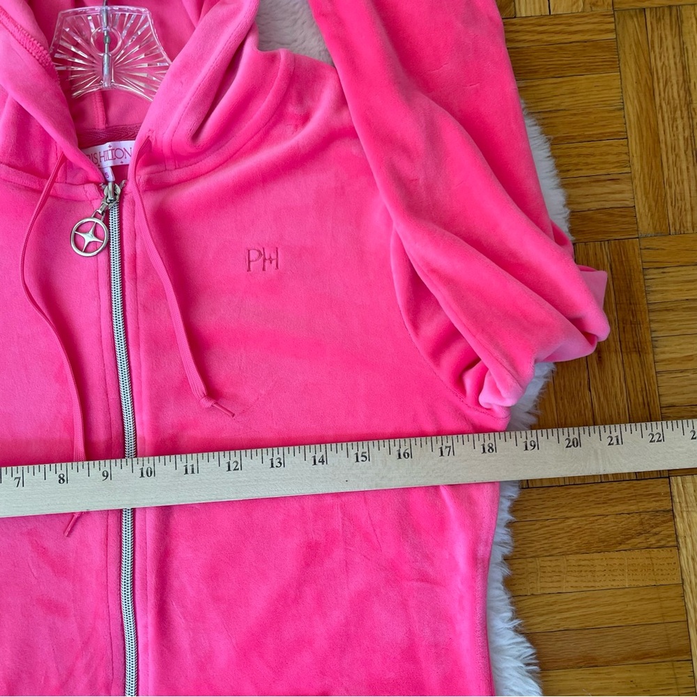 PARIS HILTON “that’s hot” rhinestone valour hot pink hoodie sweater - Picture 10 of 12